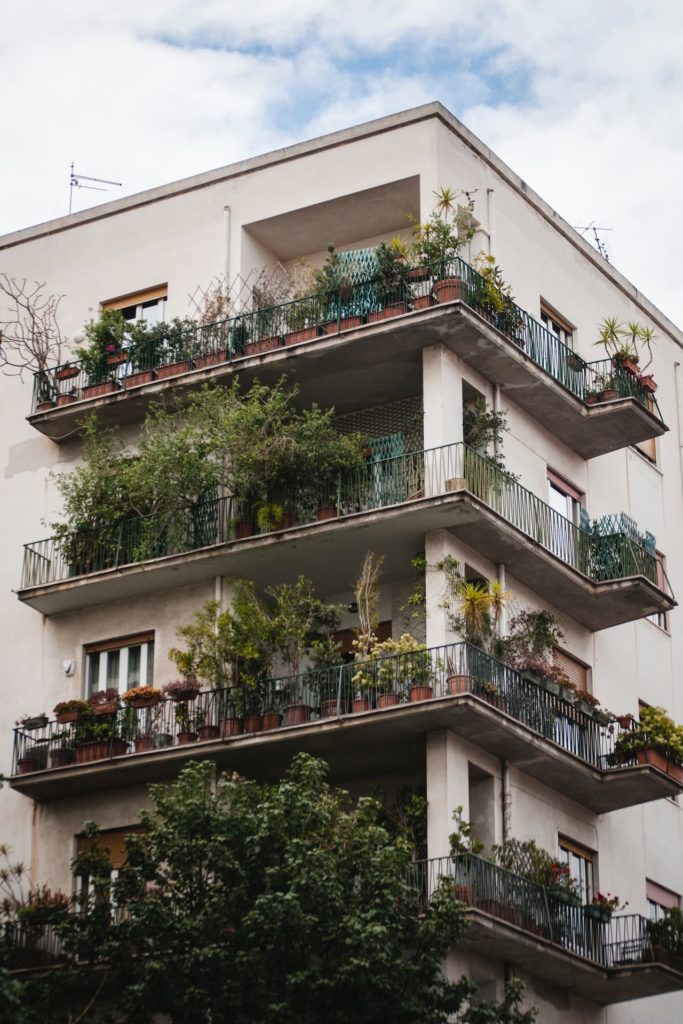 Varanda com plantas diversas